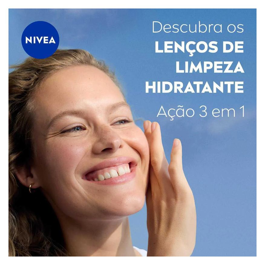 Nivea Lenço De Limpeza Facial 3 Em 1 Ação Hidratante 25 unidades