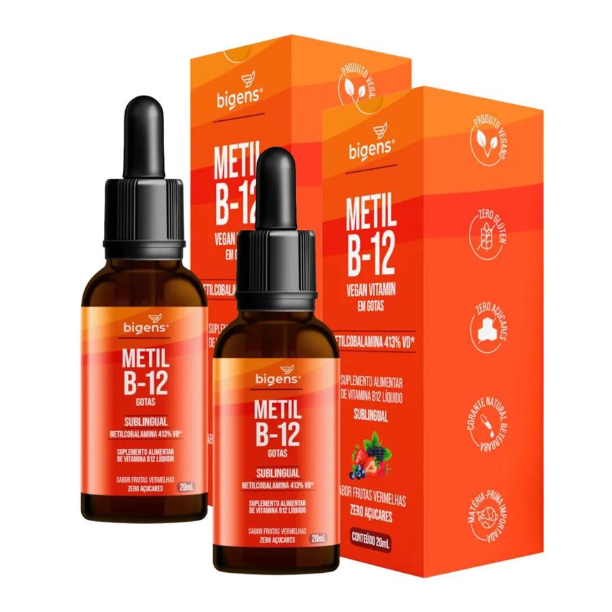 Bigens 2x Vitamina B12 Metilcobalanina Frutas Vermelhas 20ml