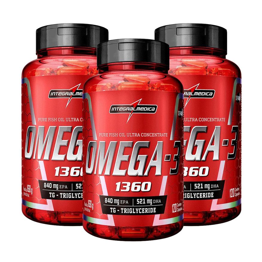 Integralmédica 3x Ômega 3 Epa 840mg Dha 521mg Integralmedica 120 Capsulas sem Sabor