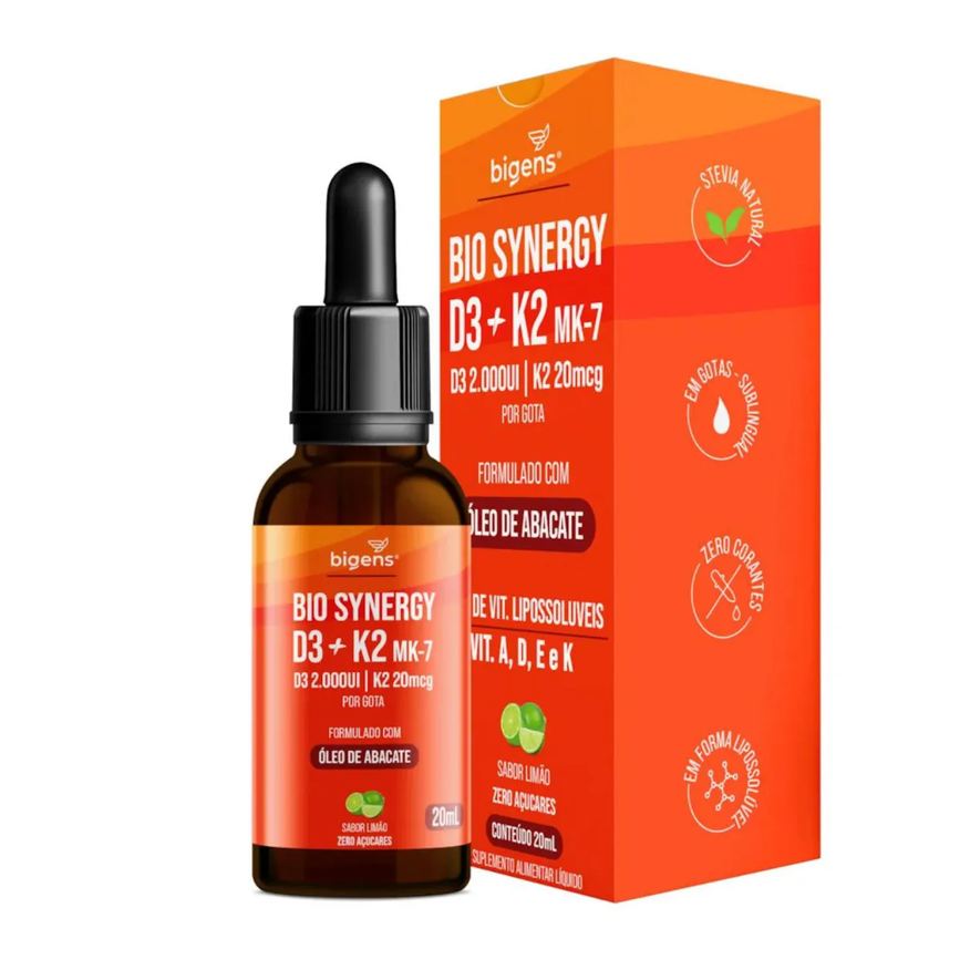 Bigens Bio Synergy Vitamina D3 + K2 Mk7 Limão 20ml