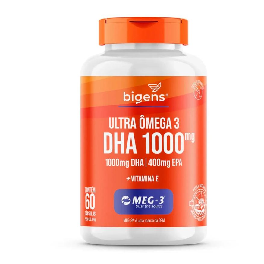Bigens Ultra Ômega 3 Dha 1000 Epa 400mg Meg3 60 Capsulas sem Sabor