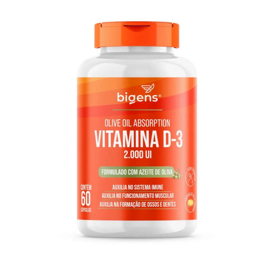 BIGENS VITAMINA D3 2000UI ÓLEO DE OLIVA 60 CAPSULAS SEM Sabor