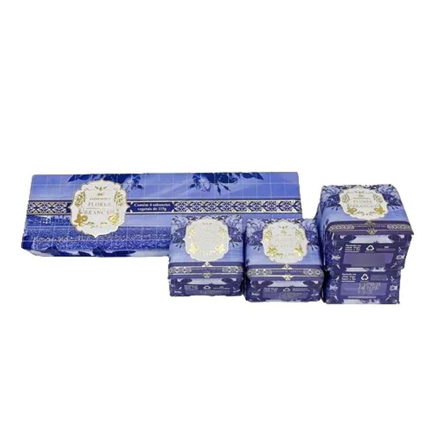 Madressenza Estojo de Sabonetes Flores Brancas 4un. 115g Cada