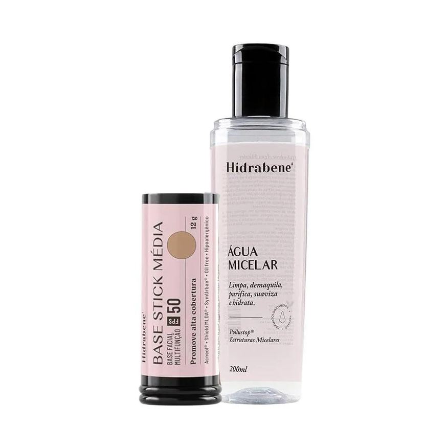 Hidrabene Kit Água Micelar 200ml + Hidrabene Base Stick Média Fps 50 12g