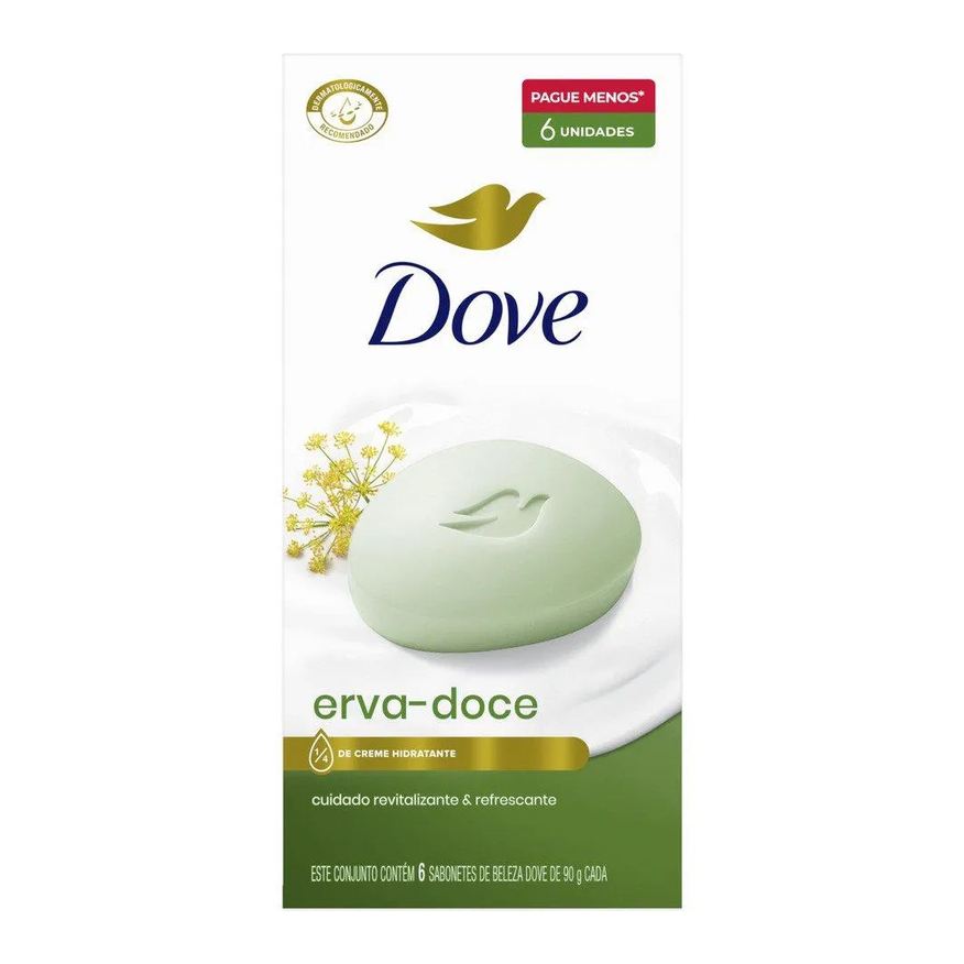 Dove Sabonete Erva Doce 90g - Embalagem com 6 unidades