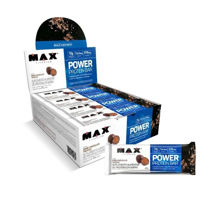 Max Titanium Power Protein Bar Caixa com 12 unidades (492g) - Sabor: Dark Chocolate Truffle