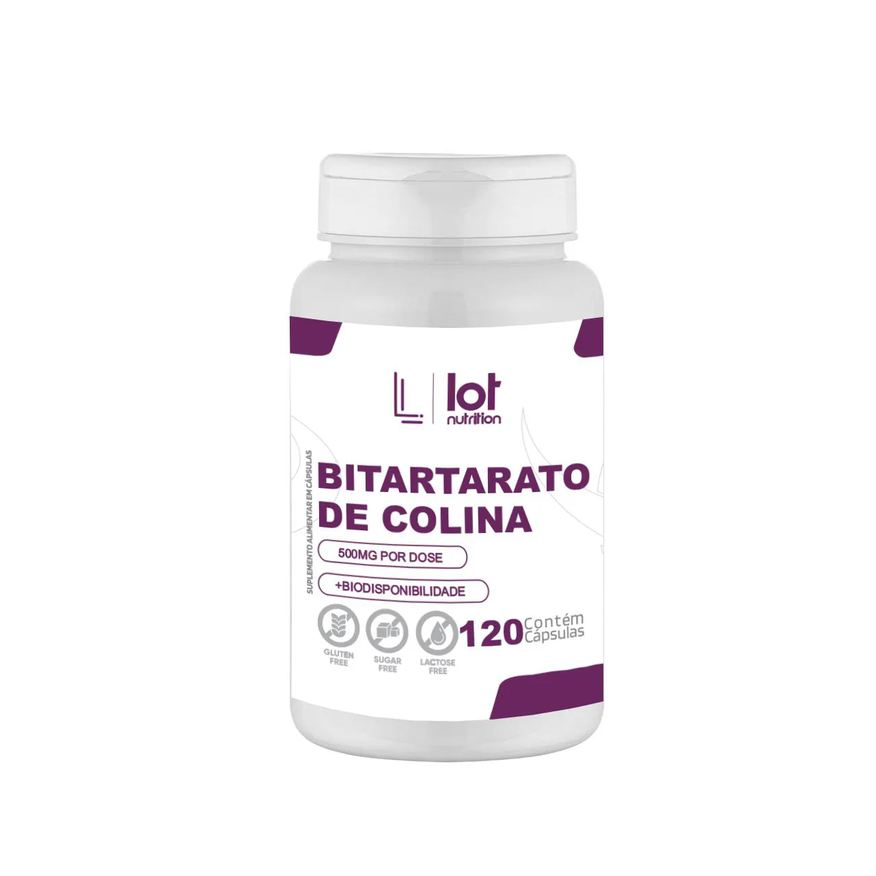 Lot Nutrition Bitartarato de Colina 450mg 120 cápsulas Foco Mental Memória
