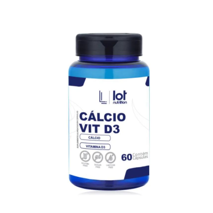 Lot Nutrition Cálcio 600mg Vit D3 2.000ui 60 cápsulas Ossos Fortes Imunidade