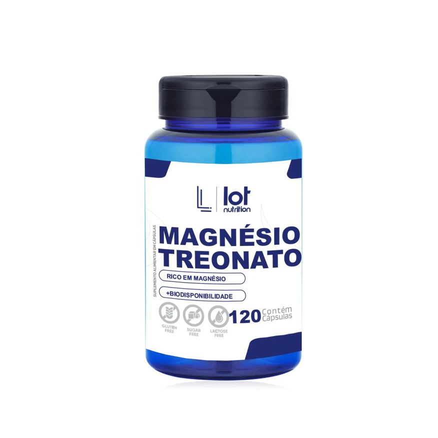 Lot Nutrition Magnésio Treonato 450mg 120 cápsulas Cérebro Memória Clareza Mental