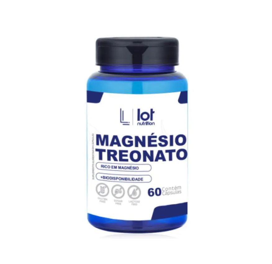 Lot Nutrition Magnésio Treonato 450mg 60 cápsulas Cérebro Memória Clareza Mental