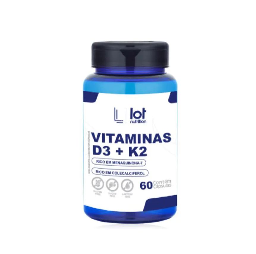 Lot Nutrition Vitamina D3 2.000ui + K2mk7 60 cápsulas Absorção D+k