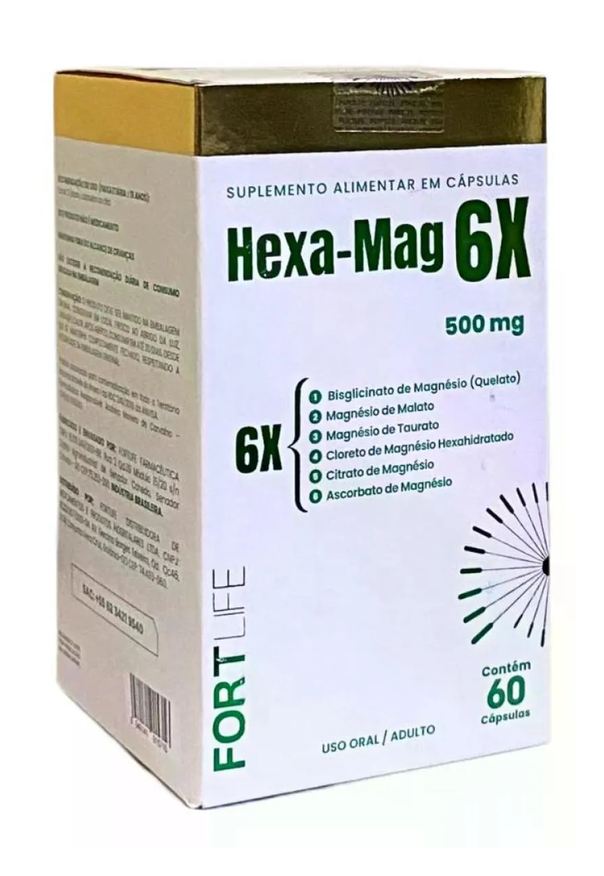 Fortlife Hexa Mag 6x Magnésio 6 Tipos 1000mg 60 cápsulas