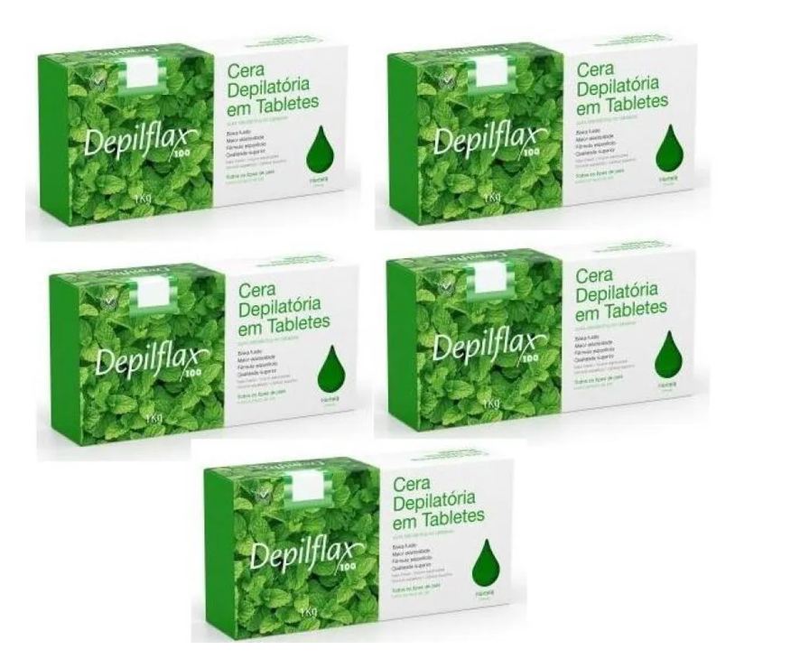 Depilflax Kit 5 Ceras Depilatoria Quente Hortela 1kg Depiflax