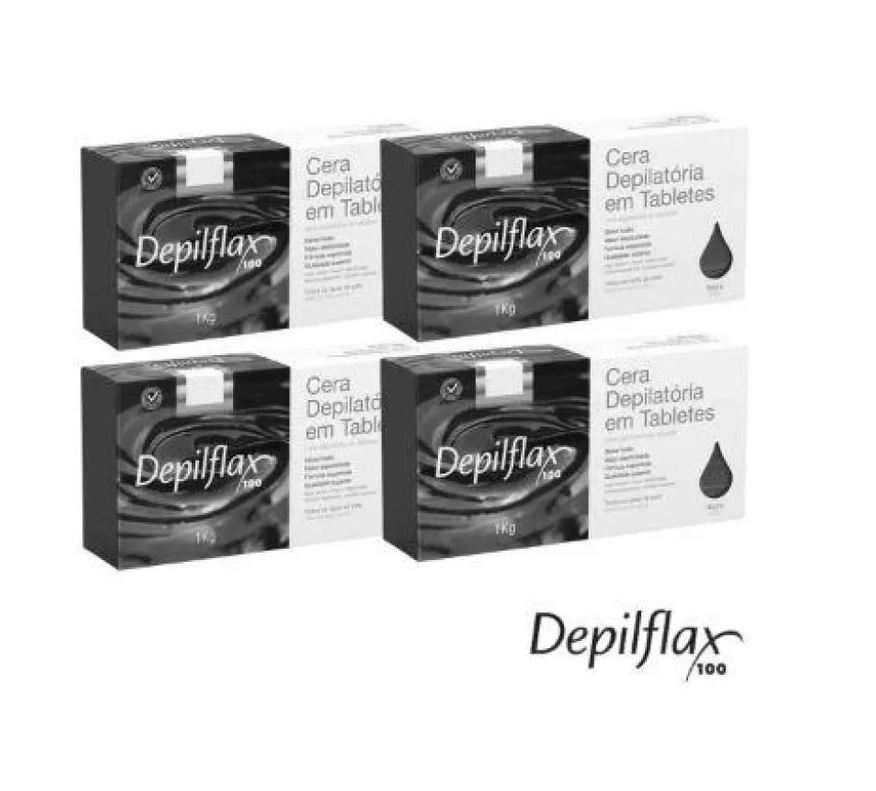 Depilflax Kit com 04 Ceras Quente Depilatórias Negra 1kg