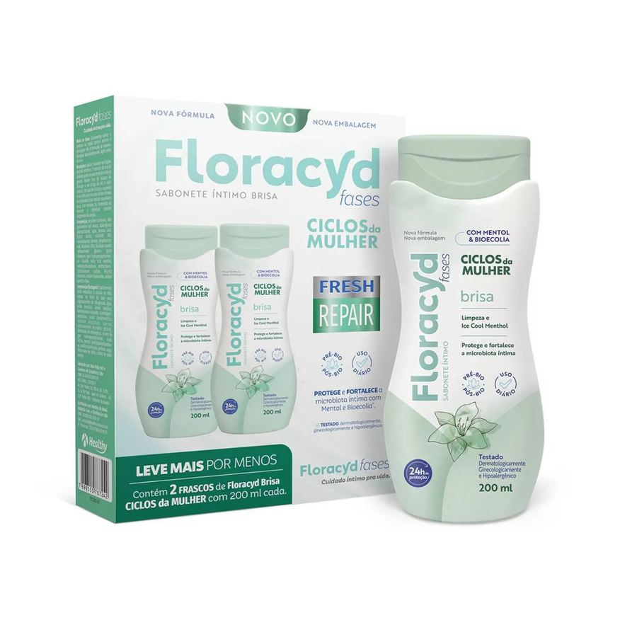 Floracidy Kit Sabonete Líquido Íntimo Floracyd Brisa 2 unidades com 200ml cada