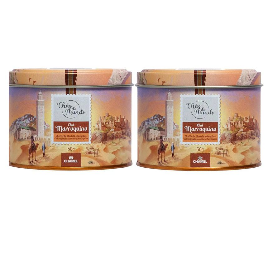 Chamel Kit 02 Chás do Mundo Pouch Chá Marroquino Lata 50g