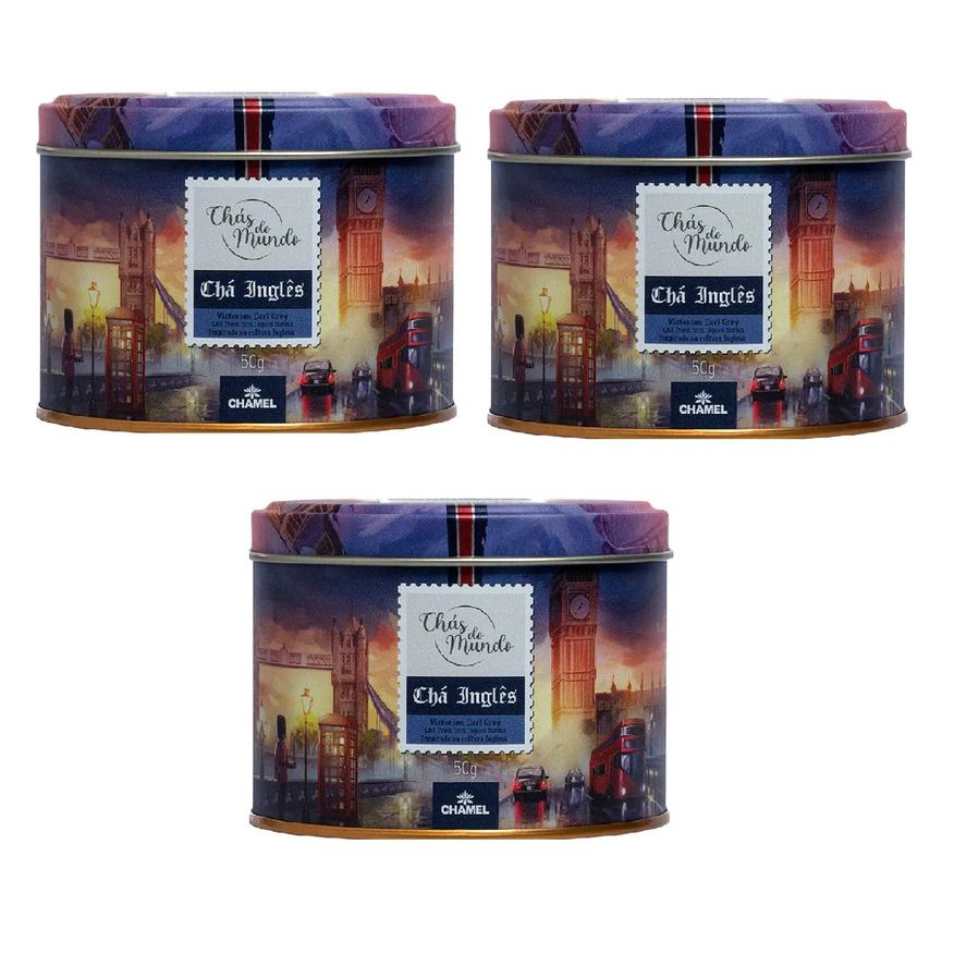 Chamel Kit 03 Chás do Mundo Pouch Chá Inglês Lata 50g