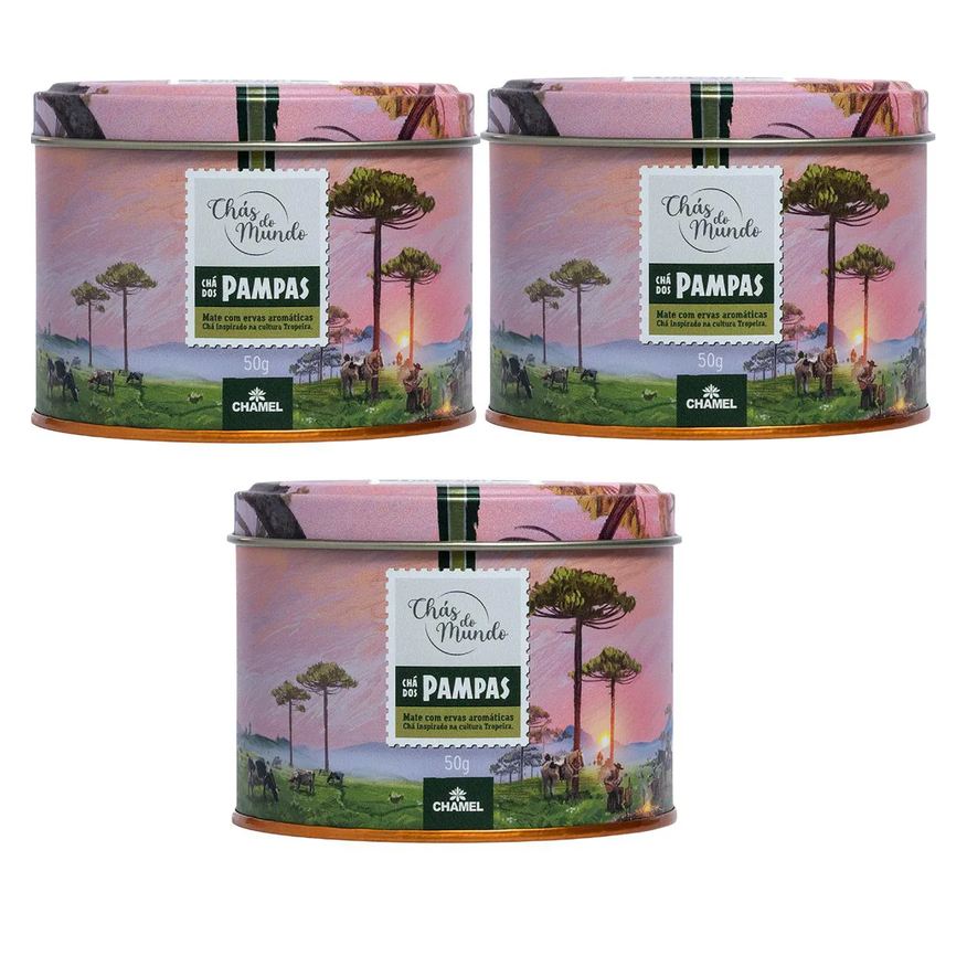 Chamel Kit 03 Chás do Mundo Pouch Chá Pampas Lata 50g