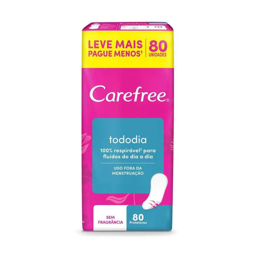 Diário Protetor Carefree Tododia Sem Perfume 80 unidades