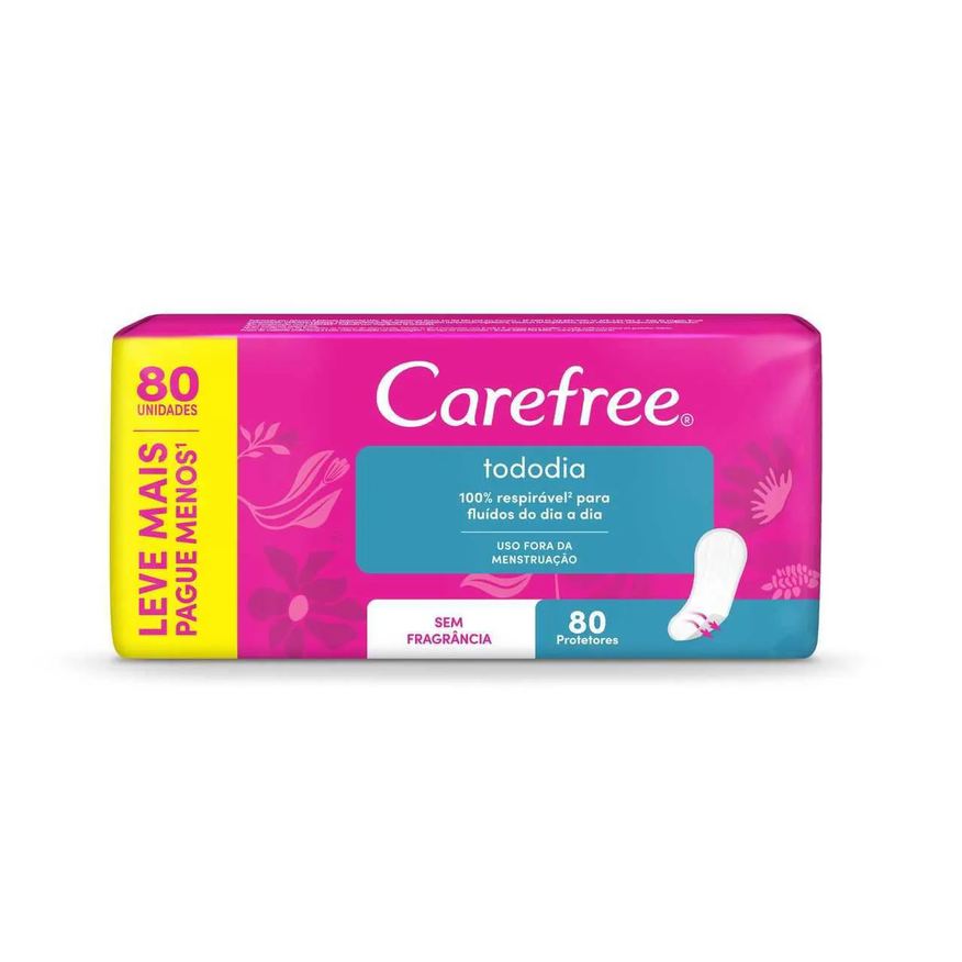 Diário Protetor Carefree Tododia Sem Perfume 80 unidades