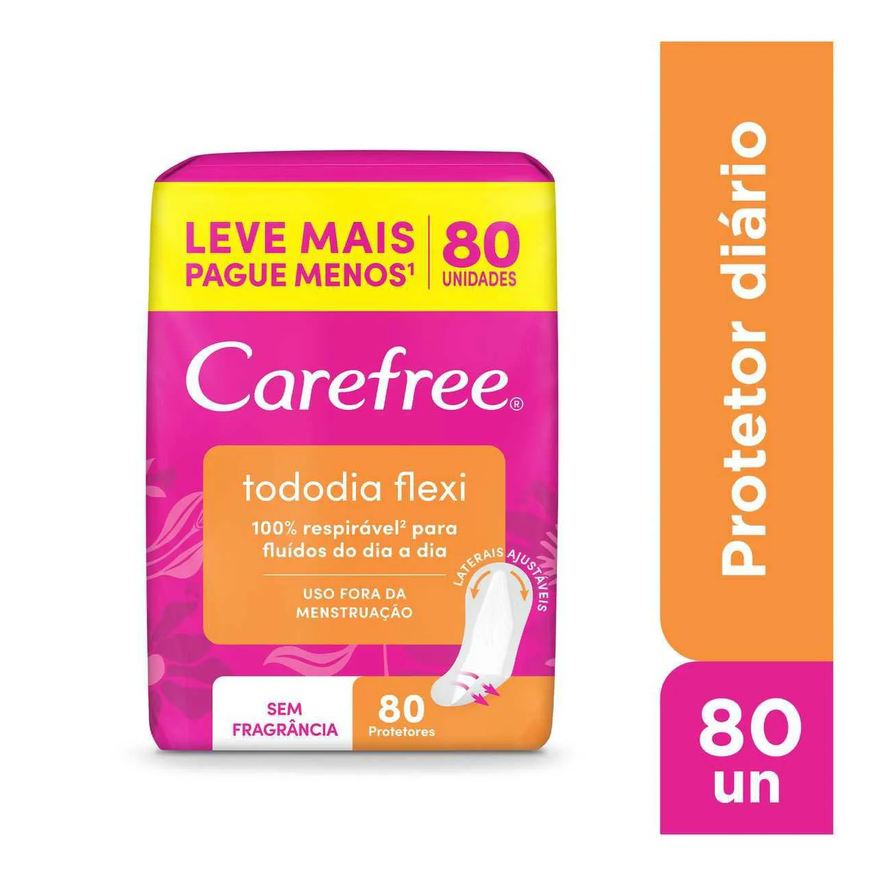 Diário Protetor Carefree Tododia Flexi Sem Perfume com 80 unidades