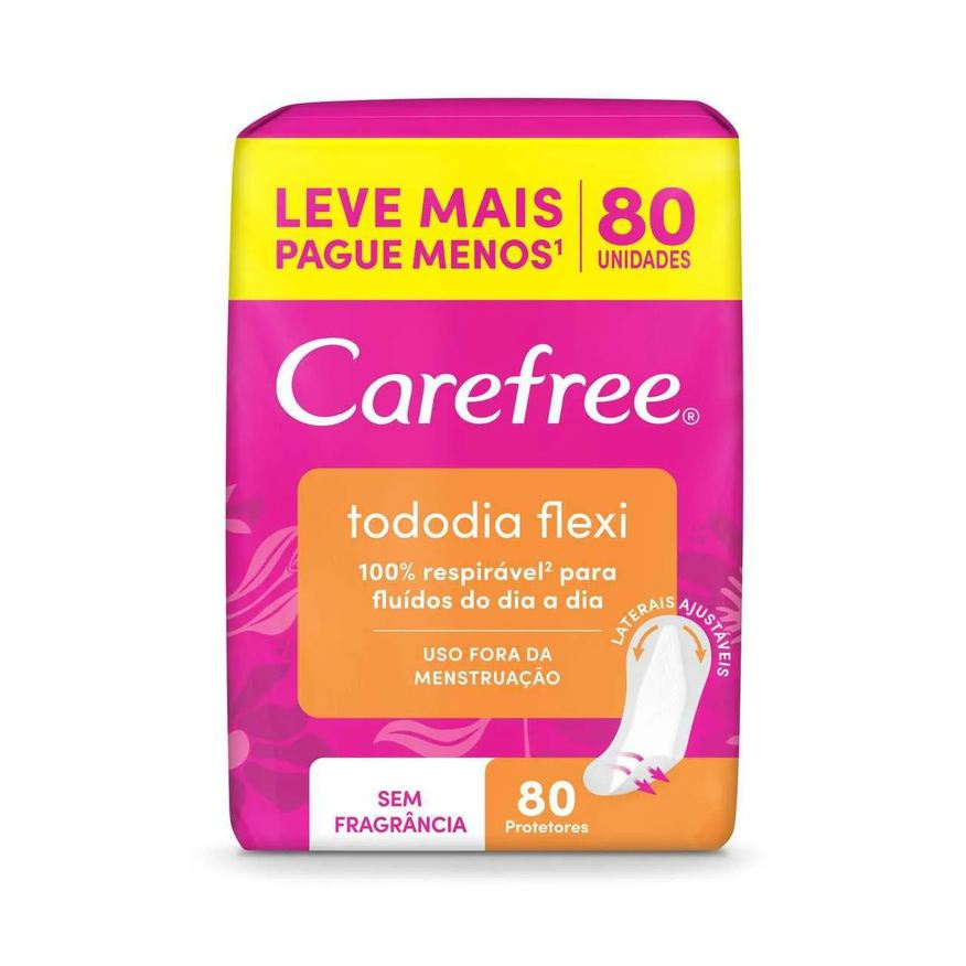 Diário Protetor Carefree Tododia Flexi Sem Perfume com 80 unidades
