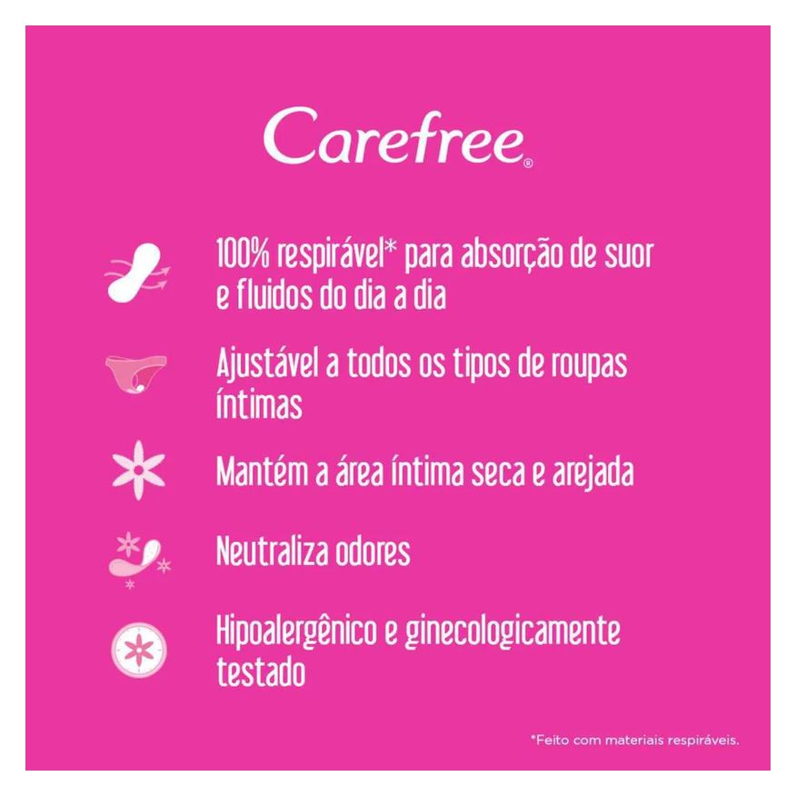 Diário Protetor Carefree Tododia Flexi Sem Perfume com 80 unidades
