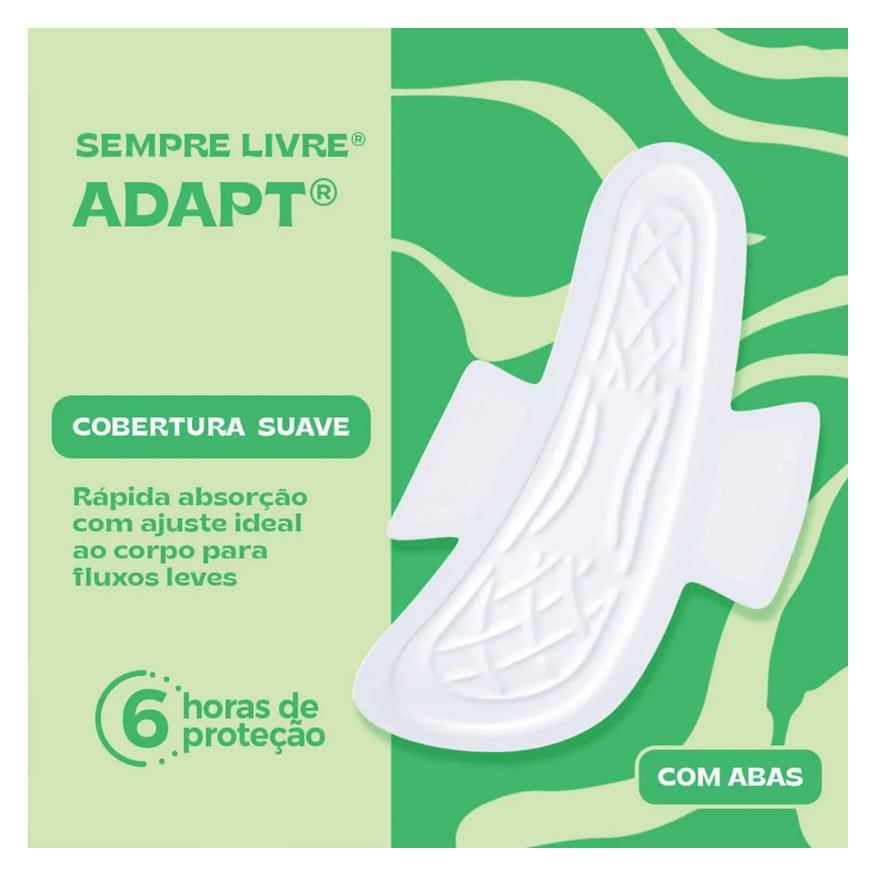 Sempre Absorvente Livre Adapt Cobertura Suave Com Abas com 16 unidades