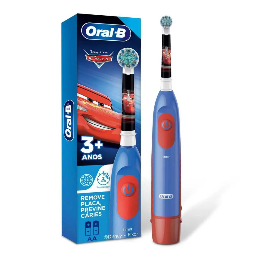 Oral-B Escova de Dente Elétrica Infantil Macia 3+ Anos Disney Pixar Carros com 1 unidade + 2 pilhas AA