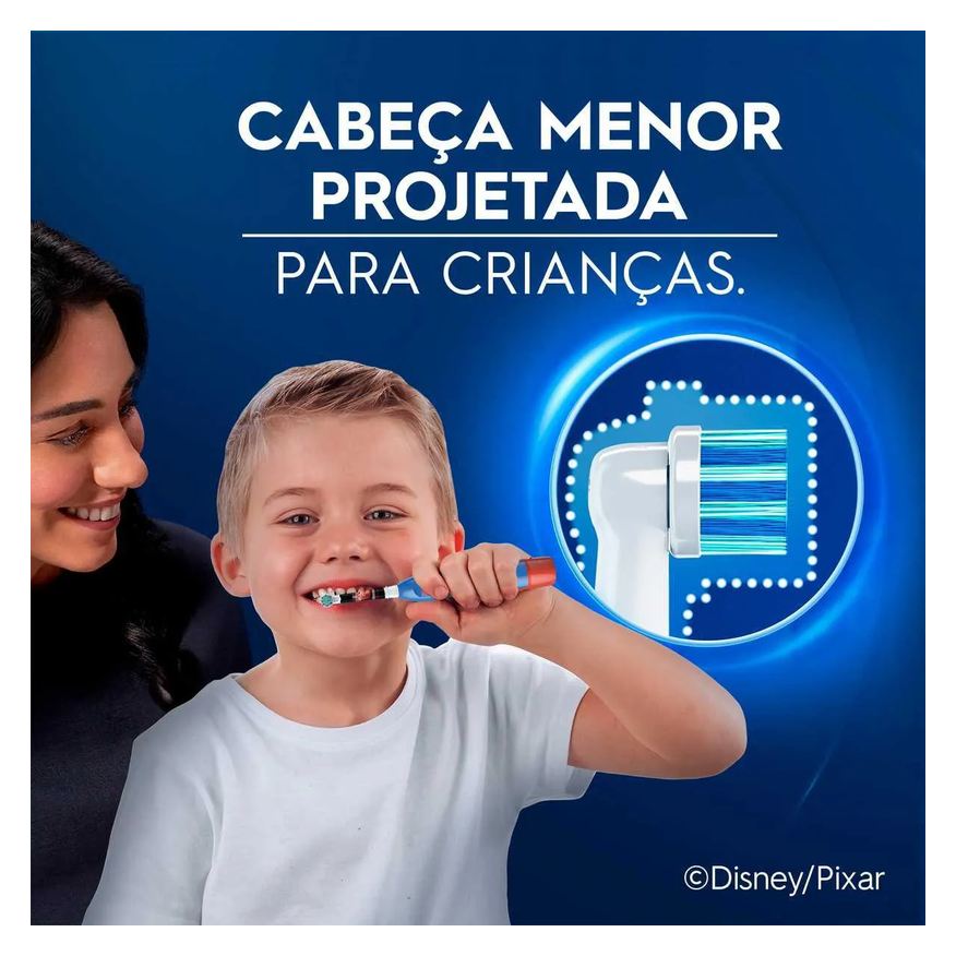Oral-B Escova de Dente Elétrica Infantil Macia 3+ Anos Disney Pixar Carros com 1 unidade + 2 pilhas AA