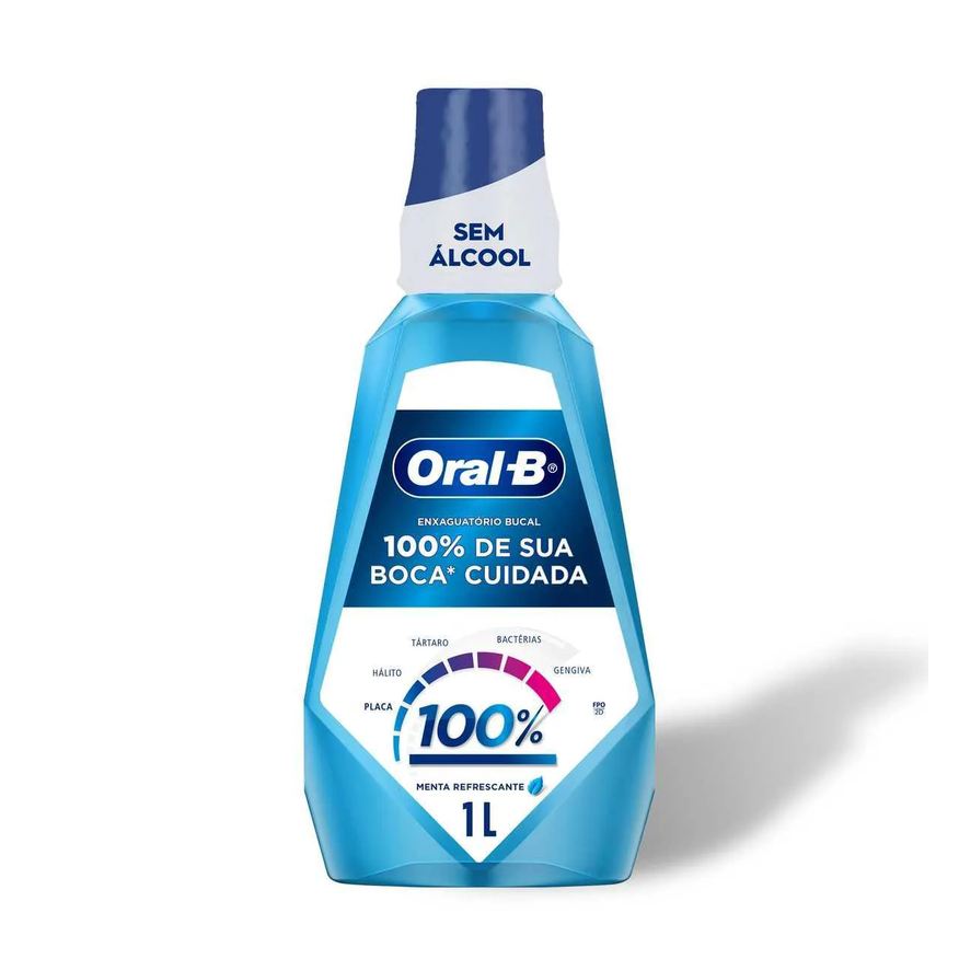 Oral-B Enxaguante Bucal Sem Álcool 100% de sua Boca Cuidada 1L