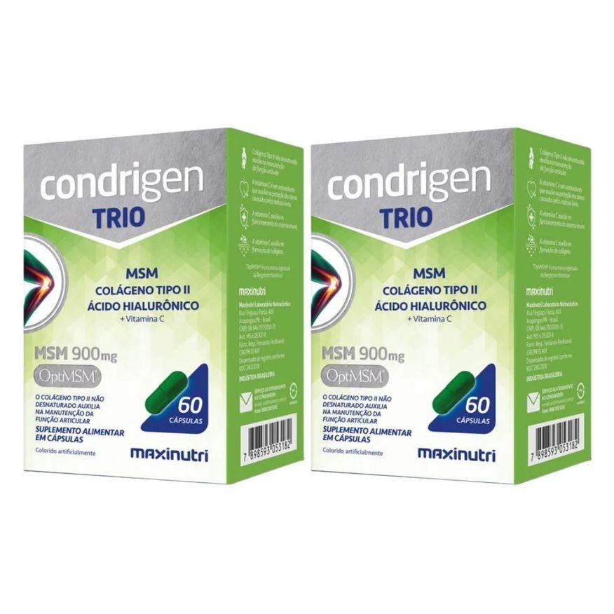 Maxinutri Kit 2x Condrigen Trio (msm + Colágeno Tipo 2 + Ácido Hialurônico e Vitamina C) 60 cápsulas
