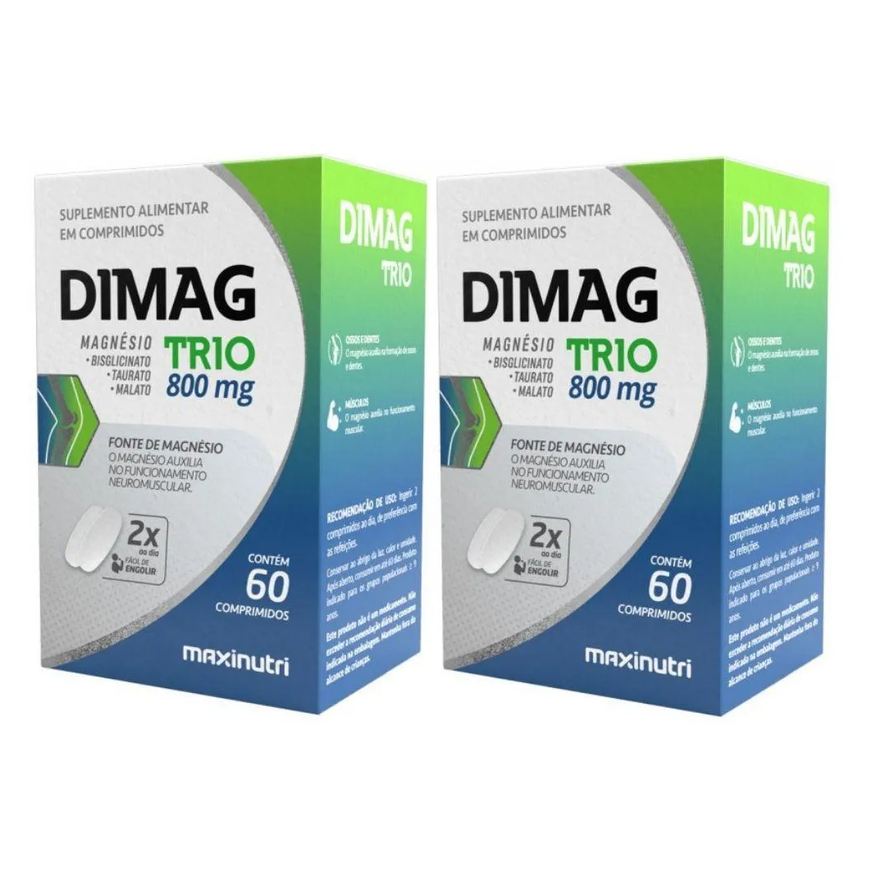MAXINUTRI KIT 2X DIMAG TRIO (MAGNéSIO DIMALATO, QUELATO E TAURATO) 60 COMPRIMIDOS