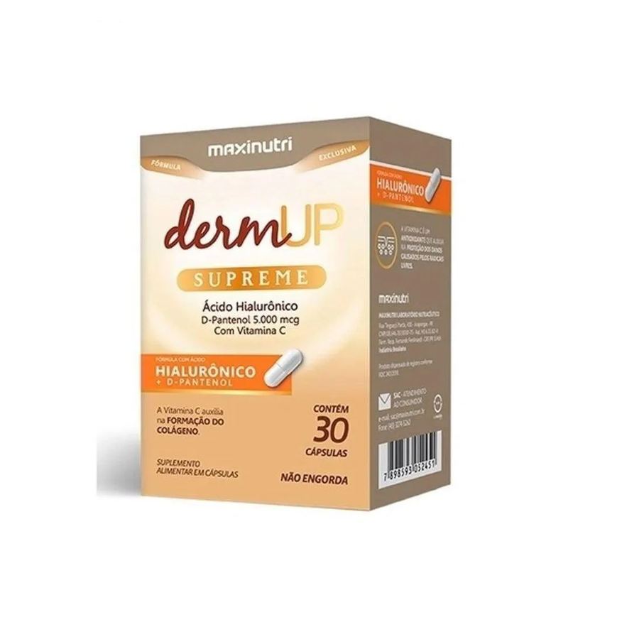 Maxinutri Dermup Supreme - Ácido Hialurônico - D-pantenol - Vitamina C 30 cápsulas