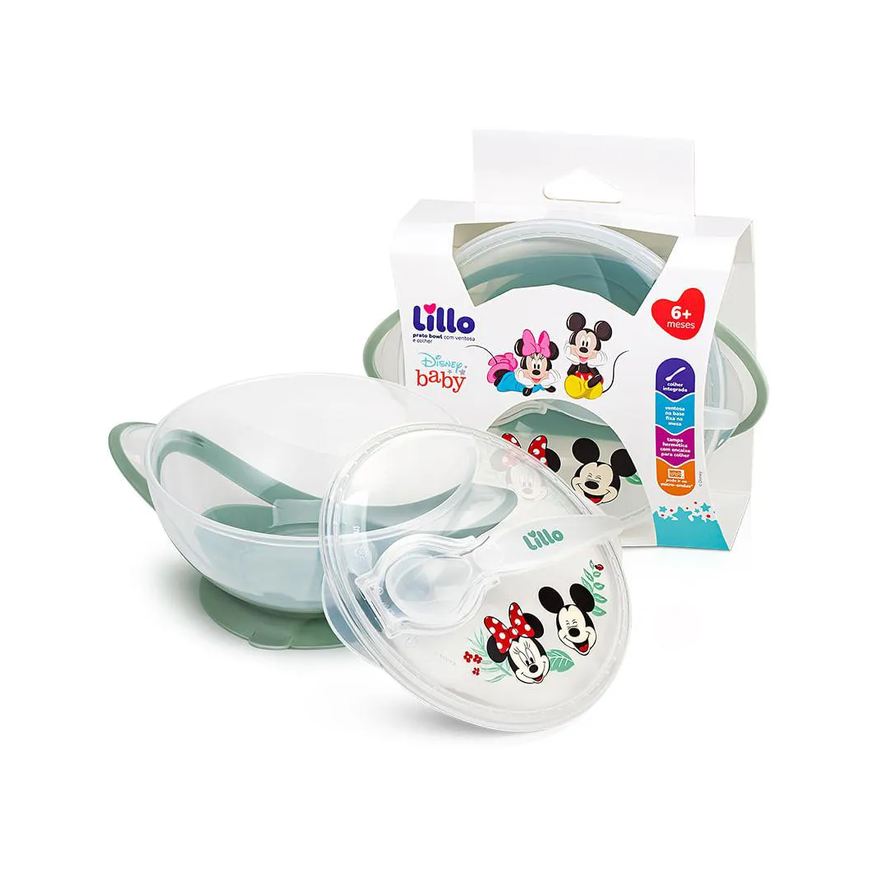 Lillo Prato Infantil Bowl com Colher e Ventosa Disney