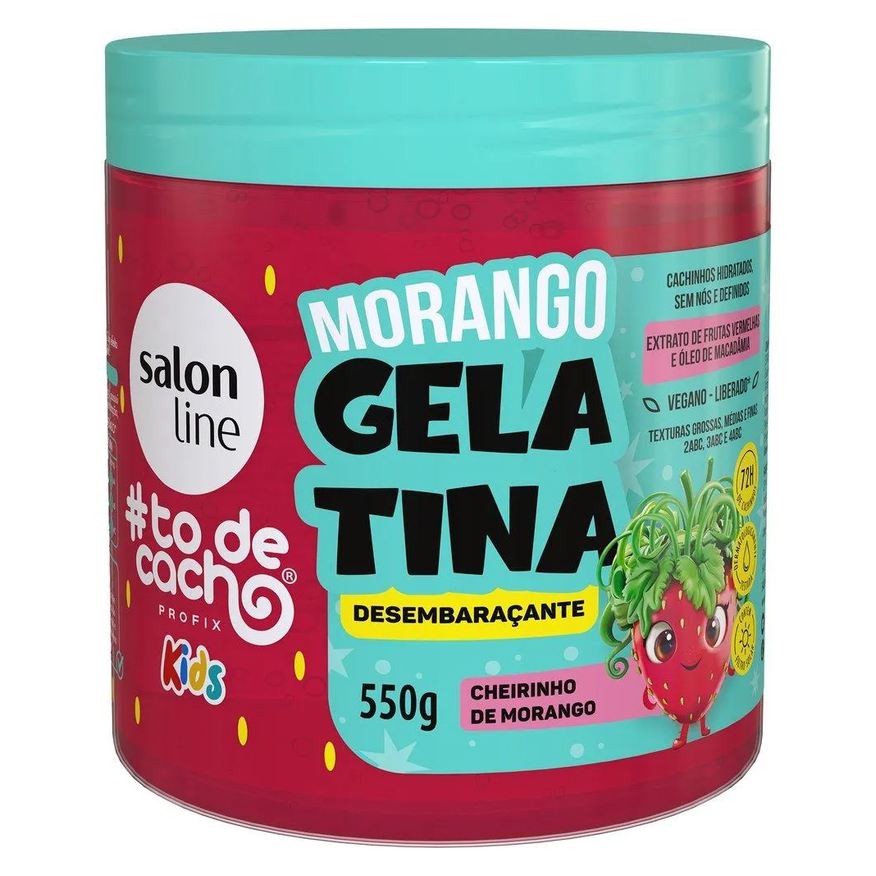 Salon Line Gelatina Capilar Tô de Cachos Kids Morango Desembaraçante 550g