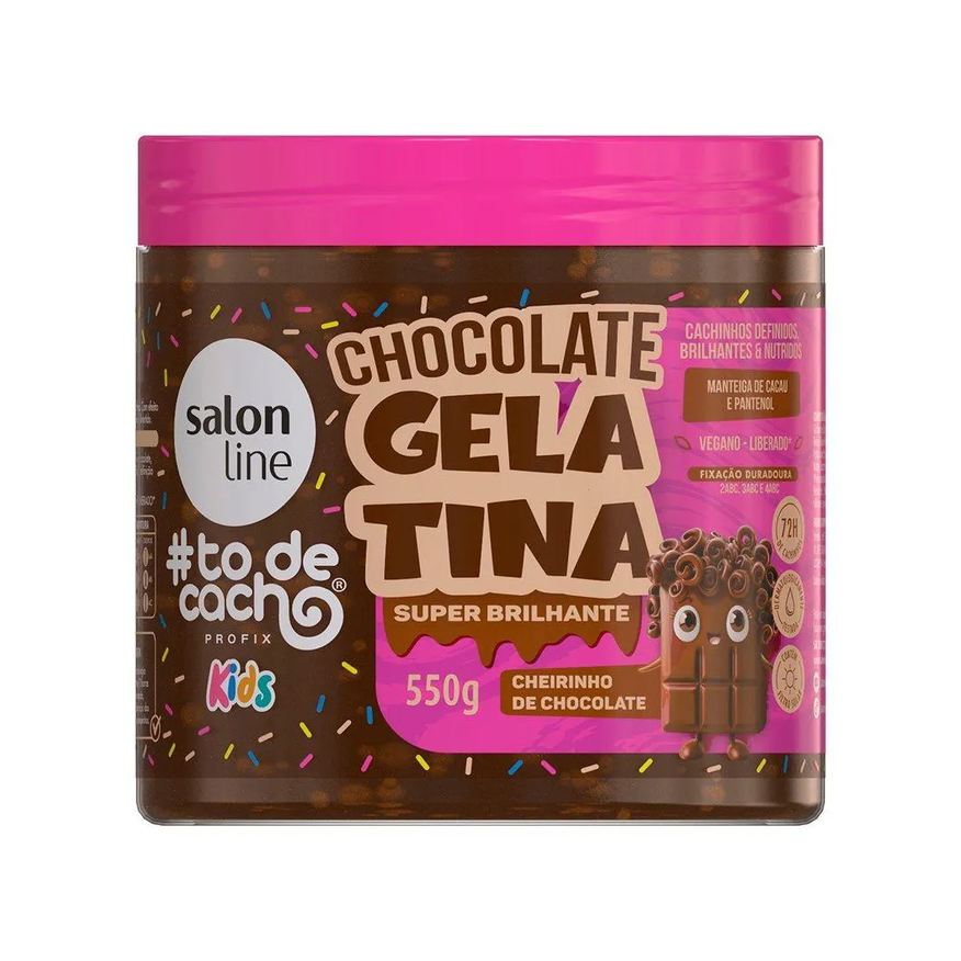 SALON LINE GELATINA CAPILAR KIDS Tô DE CACHOS CHOCOLATE - SUPER BRILHANTE 550g