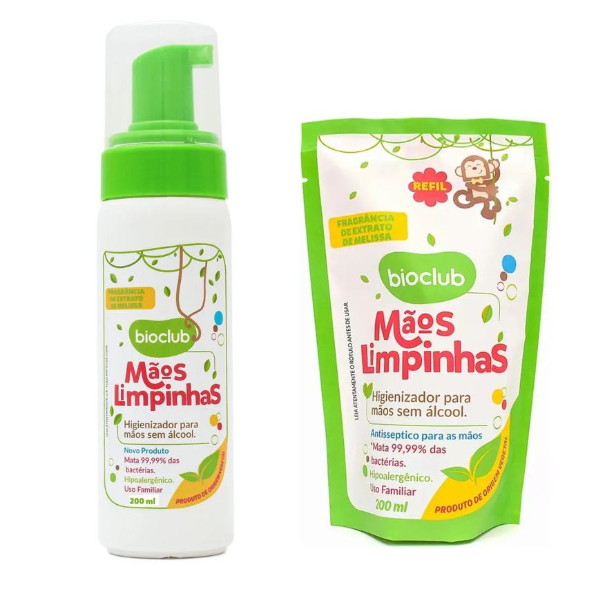 Bioclub Kit Higienizador Mãos Limpinhas + Refil Sem Alcool