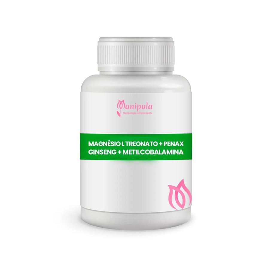 Manipula Magnesio L-treonato + Panax Ginseng + Vitamina B12 - Foco, Energia e Clareza Mental | 60 Doses