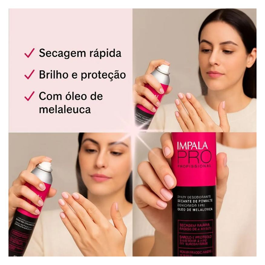 Secante Spray de Esmalte para Unhas com Óleo de Melaleuca Impala Pro 400ml