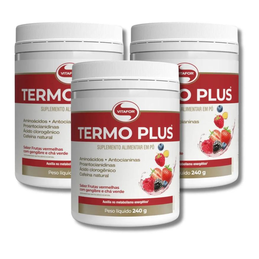 Vitafor Kit 3 Termo Plus 240g Frutas Vermelhas e Chá Verde
