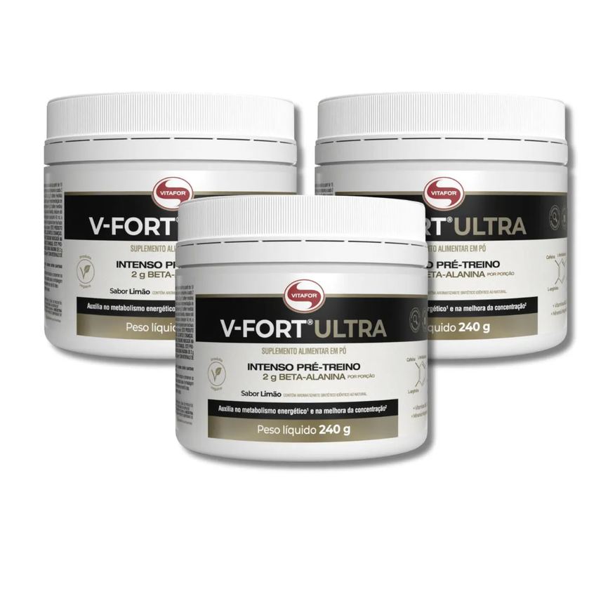 Vitafor Kit 3 V-Fort Ultra Limão Pote 240g