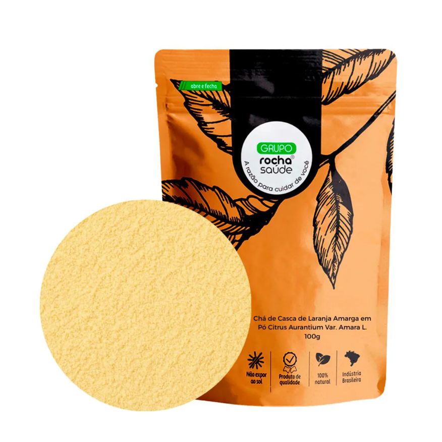Grupo Rocha Saúde Chá de Casca de Laranja Amarga em Pó Citrus Aurantium Var. Amara L. 100g