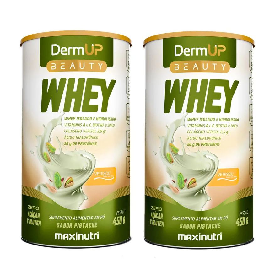 Maxinutri Kit 2 Dermup Beauty Whey Sabor Pistache 450g