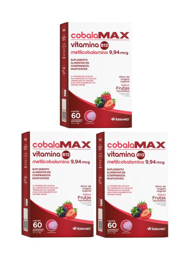 Herbamed Kit 3 Vit. B12 Metilcobalamina 60 Comp Mastigável