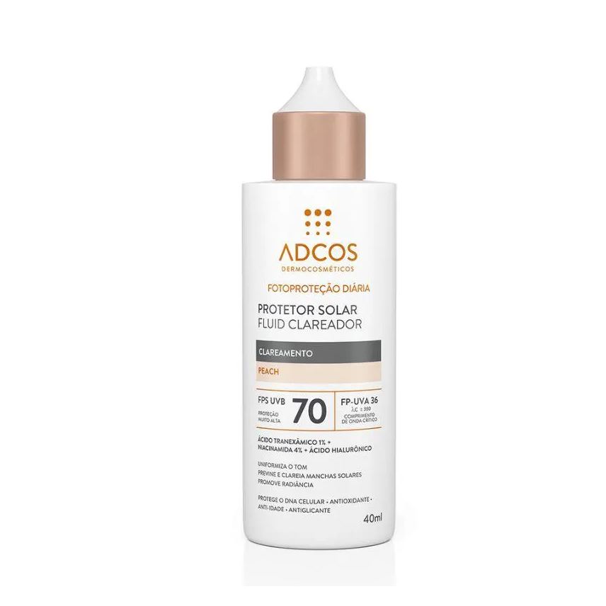 Adcos Protetor Solar Clareador Fps 70 Peach Fluído 40ml
