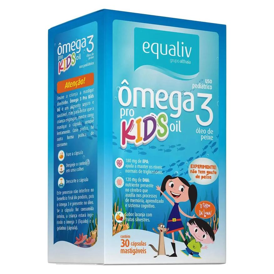 Equaliv Suplemento Ômega 3 KIDS Sabor Laranja 30cps