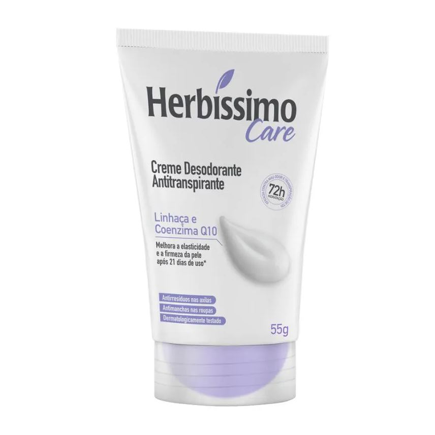 Herbíssimo Creme Desodorante Antitranspirante Care Linhaca e Coenzima Q10 Bisnaga 55g