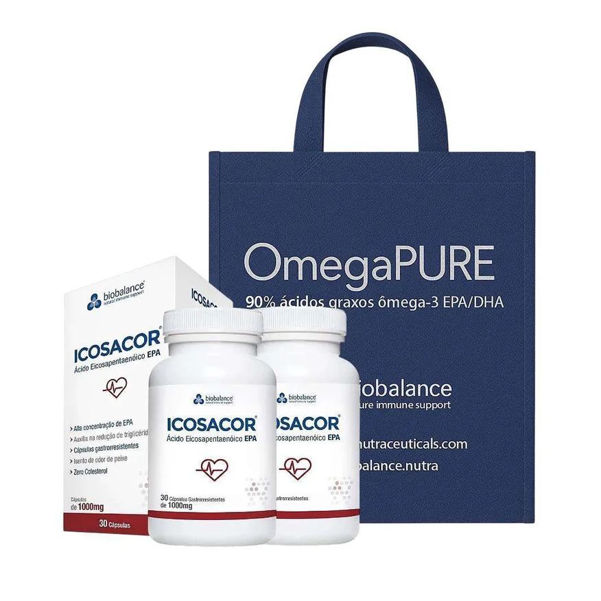 Bio Balance Kit 2 Icosacor 1000mg 30 cápsulas + Sacola Tnt Biobalance