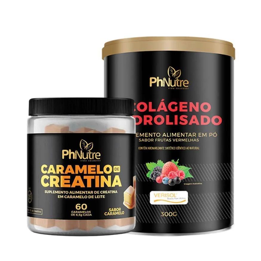 Phnutre Kit Colágeno Verisol Sabor Frutas Vermelhas 300g + Caramelo Creatina 60 unidades